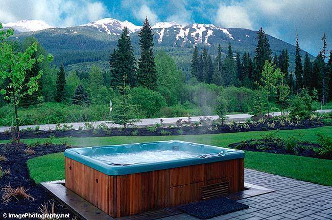 Private hot tub in a Montebello property