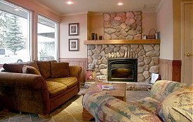 The lobby of the Wildwood Lodge in Whistler